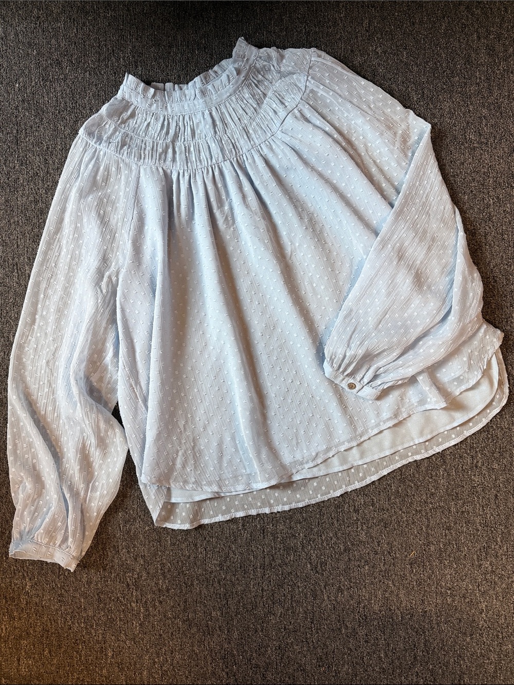 LOFT Baby Blue Swiss Dot Sheer Blouse size XL